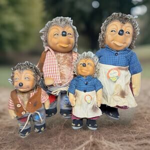 Vintage Steiff Micki Hedgehog Family Of 4 Germany